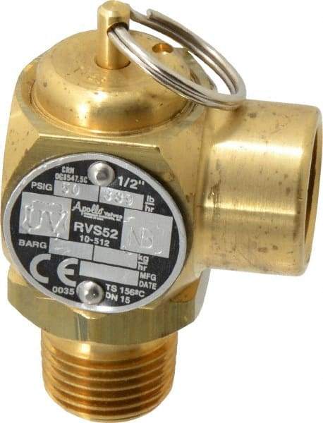Conbraco - 1/2" Inlet, 1/2" Outlet, ASME Safety Relief Valve - 50 Max psi, Bronze, 365,000 BTUs - Apex Tool & Supply