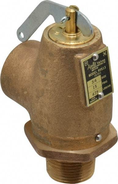 Conbraco - 3/4" Inlet, 3/4" Outlet, ASME Low Pressure Steam Heating Relief Valve - 15 Max psi, Bronze, 475 Lb per Hour - Apex Tool & Supply