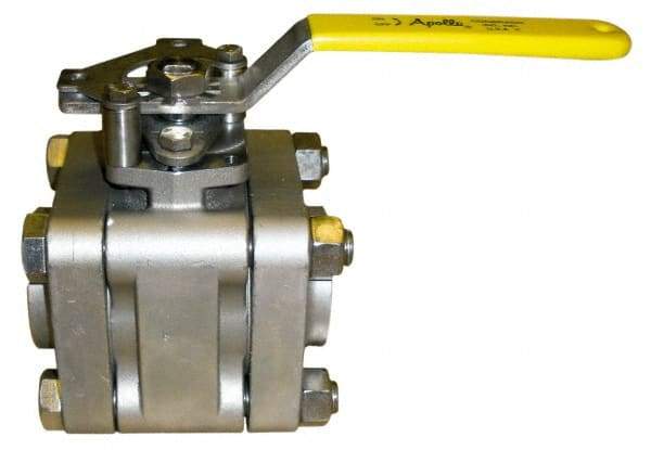Apollo - 1-1/4" Pipe, Full Port, Stainless Steel Standard Ball Valve - 3 Piece, Inline - One Way Flow, Socket Weld x Socket Weld Ends, Lever Handle, 1,000 WOG, 150 WSP - Apex Tool & Supply