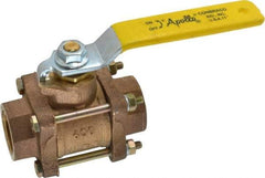 Apollo - 1" Pipe, Full Port, Bronze Standard Ball Valve - 3 Piece, Inline - One Way Flow, FNPT x FNPT Ends, Lever Handle, 600 WOG, 150 WSP - Apex Tool & Supply