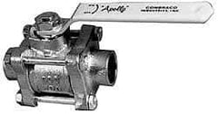 Apollo - 1" Pipe, Full Port, Bronze Standard Ball Valve - 3 Piece, Inline - One Way Flow, Soldered x Soldered Ends, Lever Handle, 600 WOG, 150 WSP - Apex Tool & Supply