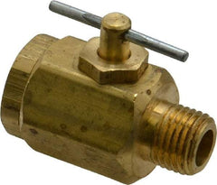 Apollo - 1/4" Pipe, MNPT x FNPT End Connections, Brass, Inline, Two Way Flow, Instrumentation Ball Valve - 400 psi WOG Rating, Tee Handle, Buna N Seal, PTFE Seat - Apex Tool & Supply