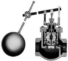 Made in USA - 1/2" Pipe, Bronze, Globe Pattern-Double Seat, Automatic Float Valve - 150 psi, NPTF End Connections - Apex Tool & Supply