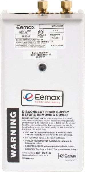 Eemax - 120 Volt Electric Water Heater - 3.5 KW, 29 Amp, 10 Wire Gauge - Apex Tool & Supply