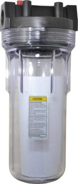 Pentair - 3/4 Inch Pipe, FNPT End Connections, 9-3/4 Inch Long Cartridge, 12-5/8 Inch Long, Cartridge Filter Housing with Pressure Relief - 10 Max GPM Flow Rate, 125 psi Max Working Pressure, Standard Housing - Apex Tool & Supply