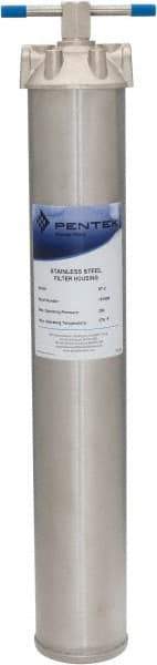 Pentair - 3/4 Inch Pipe, FNPT End Connections, 9-1/4 Inch Long Cartridge, 22-3/4 Inch Long, Cartridge Filter Housing - 2 Cartridges, 15 Max GPM Flow Rate, 250 psi Max Working Pressure, 304 Grade - Apex Tool & Supply