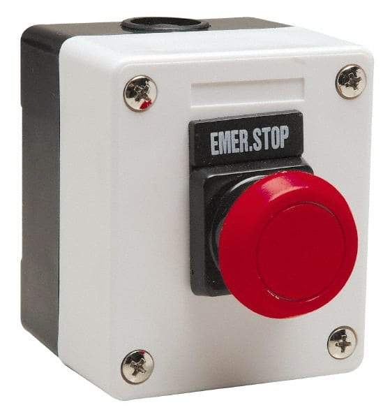 ACI - 1 Operator, Mushroom Head Control Station - Emergency Stop (Legend), Momentary Switch, NO/NC Contact - Apex Tool & Supply