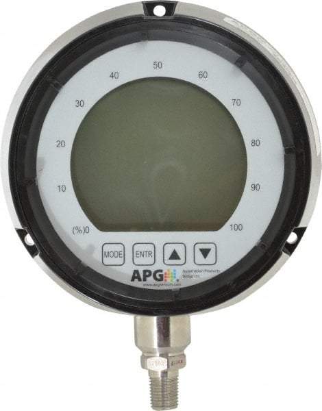 Made in USA - 4-1/2" Dial, 1/4 Thread, 0-200 Scale Range, Pressure Gauge - Lower Connection Mount, Accurate to 0.25% of Scale - Apex Tool & Supply