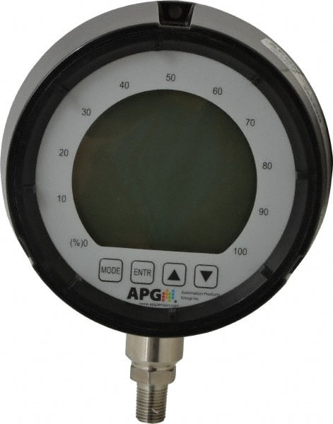Made in USA - 4-1/2" Dial, 1/4 Thread, 0-5,000 Scale Range, Pressure Gauge - Apex Tool & Supply