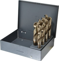 Chicago-Latrobe - 9/16 to 1", 118° Point, Gold Finish, Cobalt Reduced Shank Drill Bit Set - Apex Tool & Supply