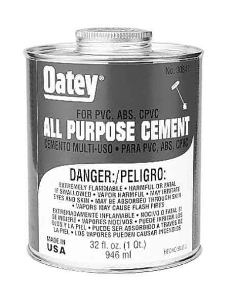 Oatey - 1 Gal All-Purpose Medium Bodied Cement - Clear, Use with ABS, PVC & CPVC up to 6" Diam - Apex Tool & Supply