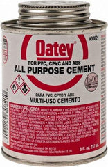 Oatey - 8 oz All-Purpose Medium Bodied Cement - Clear, Use with ABS, PVC & CPVC up to 6" Diam - Apex Tool & Supply