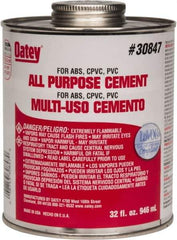Oatey - 32 oz All-Purpose Medium Bodied Cement - Clear, Use with ABS, PVC & CPVC up to 6" Diam - Apex Tool & Supply