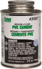 Oatey - 4 oz Medium Bodied Cement - Clear, Use with PVC up to 6" Diam - Apex Tool & Supply