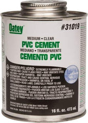 Oatey - 16 oz Medium Bodied Cement - Clear, Use with PVC up to 6" Diam - Apex Tool & Supply
