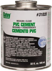 Oatey - 32 oz Medium Bodied Cement - Clear, Use with PVC up to 6" Diam - Apex Tool & Supply