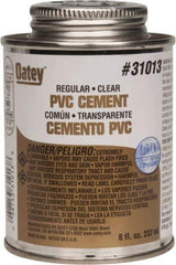 Oatey - 8 oz Regular Bodied Cement - Clear, Use with Schedule 40 PVC up to 4" Diam & Schedule 80 PVC up to 2" Diam - Apex Tool & Supply
