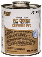 Oatey - 32 oz Regular Bodied Cement - Clear, Use with Schedule 40 PVC up to 4" Diam & Schedule 80 PVC up to 2" Diam - Apex Tool & Supply
