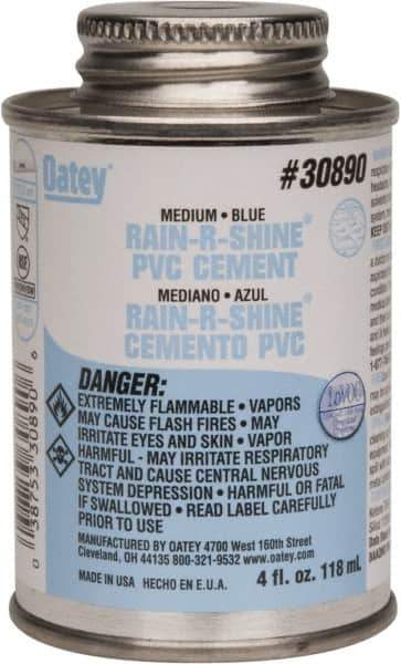 Oatey - 4 oz Medium Bodied Cement - Blue, Use with PVC up to 6" Diam - Apex Tool & Supply