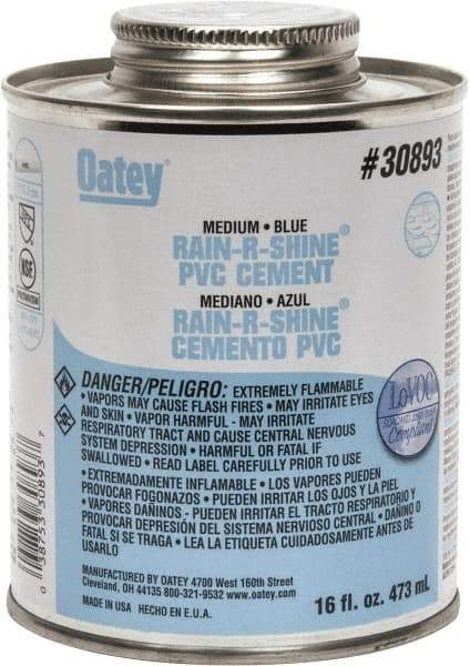 Oatey - 16 oz Medium Bodied Cement - Blue, Use with PVC up to 6" Diam - Apex Tool & Supply