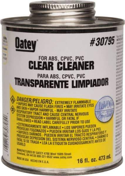 Oatey - 16 oz All-Purpose Cleaner - Clear, Use with ABS, PVC & CPVC For All Diameters - Apex Tool & Supply