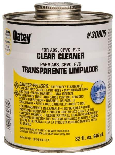 Oatey - 32 oz All-Purpose Cleaner - Clear, Use with ABS, PVC & CPVC For All Diameters - Apex Tool & Supply