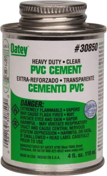Oatey - 4 oz Heavy Duty Cement - Clear, Use with PVC up to 12" Diam - Apex Tool & Supply