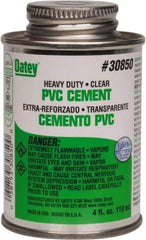 Oatey - 4 oz Heavy Duty Cement - Clear, Use with PVC up to 12" Diam - Apex Tool & Supply