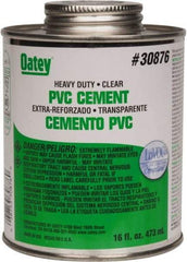 Oatey - 16 oz Heavy Duty Cement - Clear, Use with PVC up to 12" Diam - Apex Tool & Supply