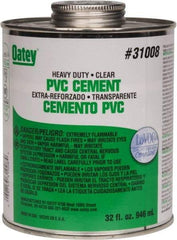 Oatey - 32 oz Heavy Duty Cement - Clear, Use with PVC up to 12" Diam - Apex Tool & Supply