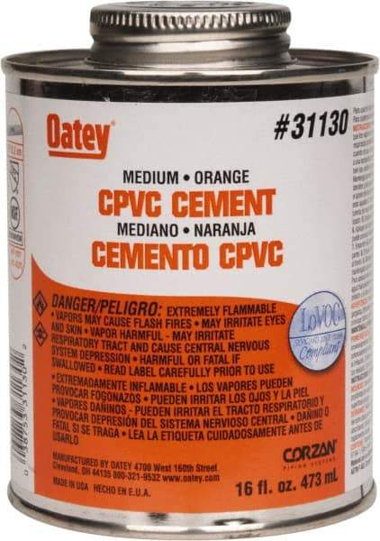 Oatey - 16 oz Medium Bodied Cement - Orange, Use with CPVC & CTS up to 6" Diam - Apex Tool & Supply