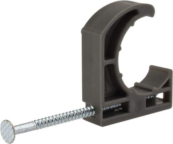 Oatey - 3/4" Pipe, Ribbed Pipe Clamp with Nail - Gray, Polyethylene - Apex Tool & Supply