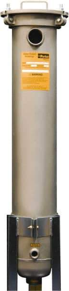 Parker - 2 Inch Pipe, FNPT End Connections, 20 Inch Long Cartridge, 38 Inch Long, Cartridge Filter Housing with Pressure Relief - 5 Cartridges, 50 Max GPM Flow Rate, 175 psi Max Working Pressure - Apex Tool & Supply