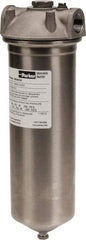Parker - 3/4 Inch Pipe, FNPT End Connections, 10 Inch Long Cartridge, 12-3/4 Inch Long, Cartridge Filter Housing with Pressure Relief - 1 Cartridge, 5 Max GPM Flow Rate, 150 psi Max Working Pressure, 316 Grade - Apex Tool & Supply