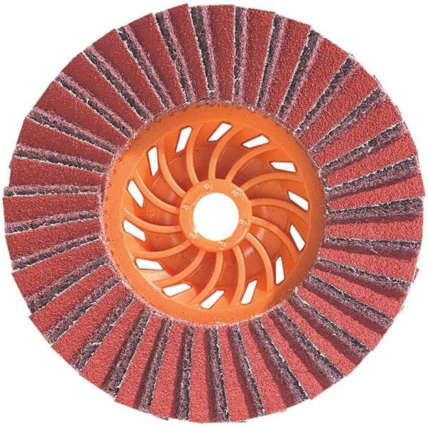 WALTER Surface Technologies - 5" Disc Diam, 5/8-11 Center Hole, Type 28 Ceramic Flap Disc - 12,200 Max RPM, Plastic Backing, Arbor Attaching System, Coated & Non-Woven Combo - Apex Tool & Supply