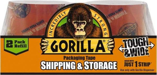Gorilla Tape - 2-7/8" x 30 Yd Clear Acrylic Adhesive Packaging Tape - BOPP Film Backing, 3.4 mil Thick, 44 Lb Tensile Strength - Apex Tool & Supply