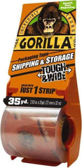 Gorilla Tape - 2-7/8" x 35 Yd Clear Acrylic Adhesive Packaging Tape - BOPP Film Backing, 3.4 mil Thick, 44 Lb Tensile Strength - Apex Tool & Supply