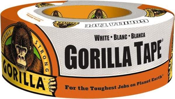 Gorilla Tape - 1-7/8" x 10 Yds White Duct Tape - 17 mil, Rubber Adhesive, Cotton/Polyester Blend Cloth Backing, 32°F to 150°F - Apex Tool & Supply