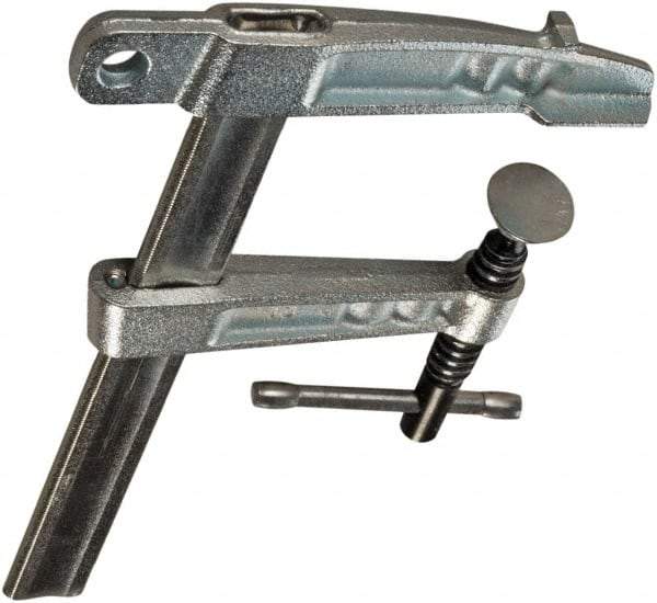 Bessey - 3.1496" Deep Throat, 6" Max Capacity, Ground Sliding Arm Clamp - 700 Lb Clamping Pressure, 9/16" Spindle Diam - Apex Tool & Supply