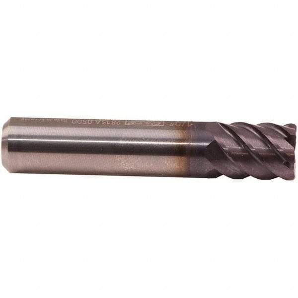 Emuge - 16mm Diam, 22mm LOC, 8 Flute Solid Carbide Roughing & Finishing End Mill - TiAlN Finish, 82mm OAL, 16mm Shank Diam, Cylindrical Shank, 50° Helix, Stub Length - Apex Tool & Supply