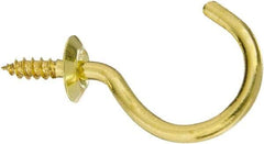 National Mfg. - 15 Lb Capacity, 1.51" Projection, Solid Brass All Purpose Hook - 0.44" Thread Length, 1-1/2" OAL, 0.15" Wire Diam - Apex Tool & Supply
