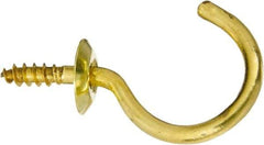 National Mfg. - 15 Lb Capacity, 1-1/4" Projection, Solid Brass All Purpose Hook - 0.48" Thread Length, 1-1/4" OAL, 0.14" Wire Diam - Apex Tool & Supply