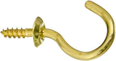 National Mfg. - 10 Lb Capacity, 1.01" Projection, Solid Brass All Purpose Hook - 0.39" Thread Length, 1" OAL, 0.12" Wire Diam - Apex Tool & Supply