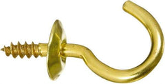 National Mfg. - 5 Lb Capacity, 0.63" Projection, Solid Brass All Purpose Hook - 1/4" Thread Length, 0.63" OAL, 0.08" Wire Diam - Apex Tool & Supply