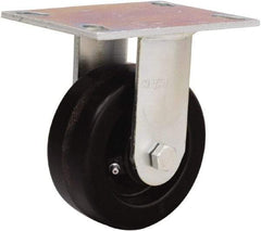 Hamilton - 5" Diam x 2" Wide x 6-1/2" OAH Top Plate Mount Rigid Caster - Phenolic, 900 Lb Capacity, Straight Roller Bearing, 4-1/2 x 6-1/4" Plate - Apex Tool & Supply