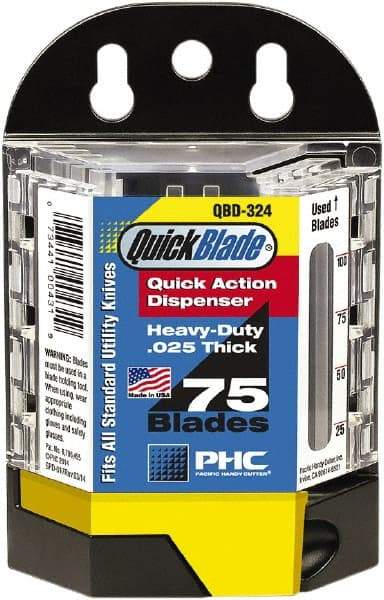 PHC - 1 Piece Steel Utility Knife Blade - 114mm OAL, 0.025" Blade Thickness - Apex Tool & Supply