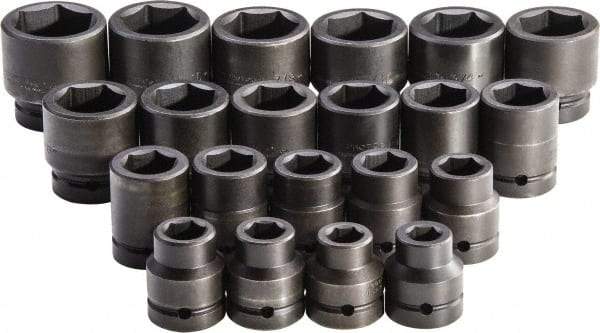 Proto - 21 Piece 1" Drive Standard Impact Socket Set - 6 Points, 3/4 to 2", Inch Measurement Standard - Apex Tool & Supply