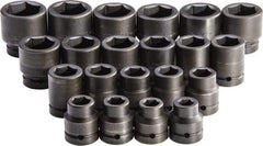 Proto - 21 Piece 1" Drive Standard Impact Socket Set - 6 Points, 3/4 to 2", Inch Measurement Standard - Apex Tool & Supply