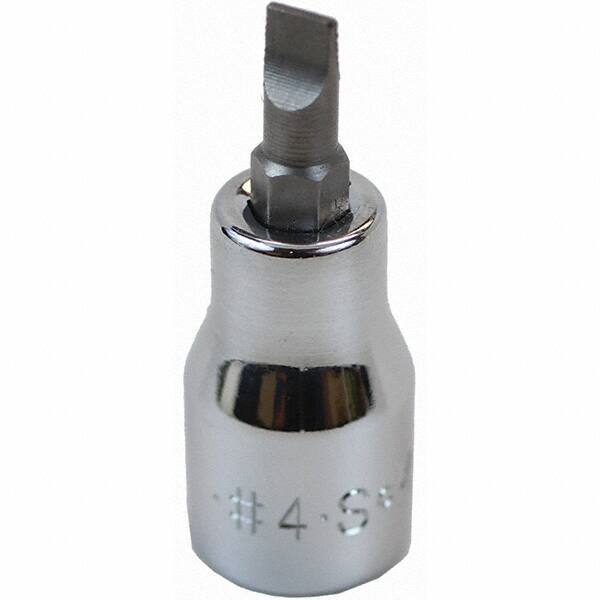SK - Screwdriver & Drag Link Sockets - 3/8"DR #4 CHRM SLOTTED SCRDRVR SCKT BIT - Apex Tool & Supply