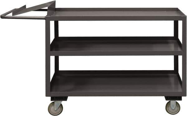 Durham - 1,200 Lb Capacity, 30" Wide x 60" Long x 37-5/8" High Order Picking Cart - 3 Shelf, Steel, 2 Rigid/2 Swivel Casters - Apex Tool & Supply